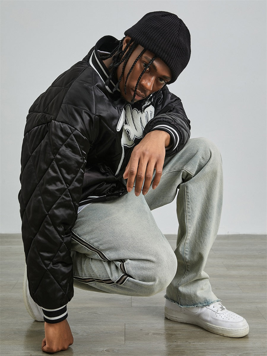 PRBLMS LOGO Embroidery Mercerized Quilted Jacket | Face 3 Face