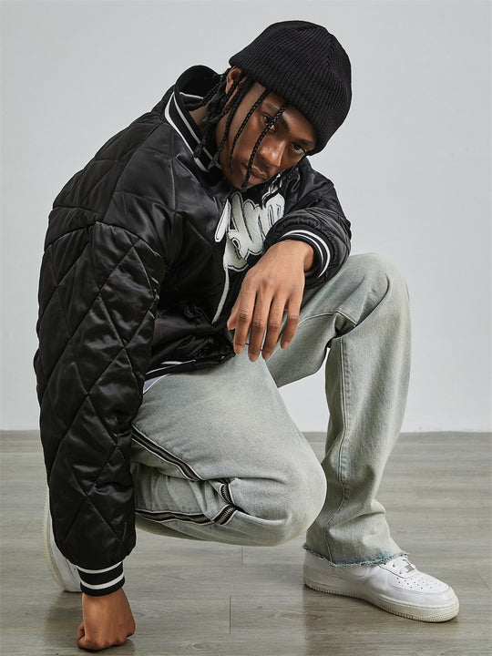 PRBLMS LOGO Embroidery Mercerized Quilted Jacket | Face 3 Face