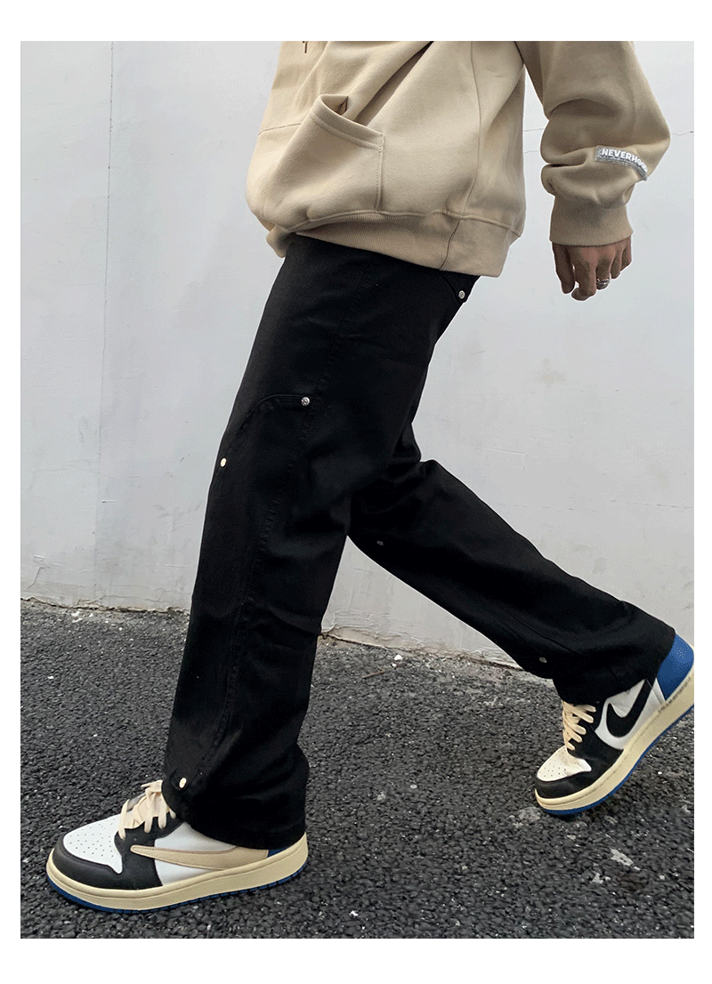 Rivets Waxed Cloth Black Denim Jeans