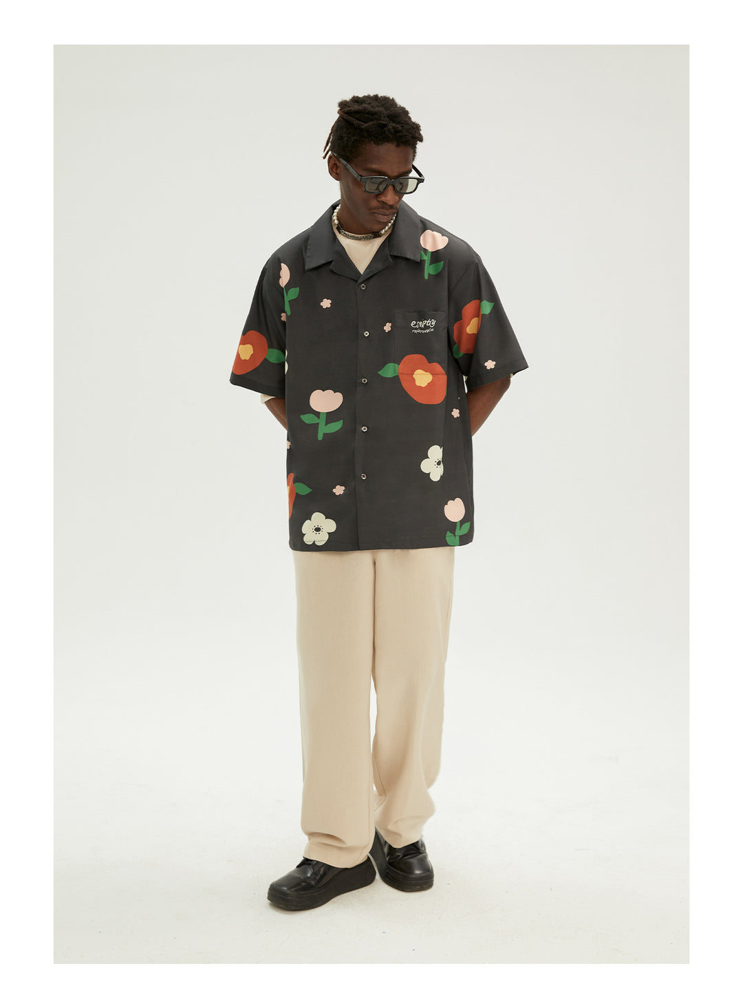 EMPTY REFERENCE Peach Flower Short Sleeve Shirt