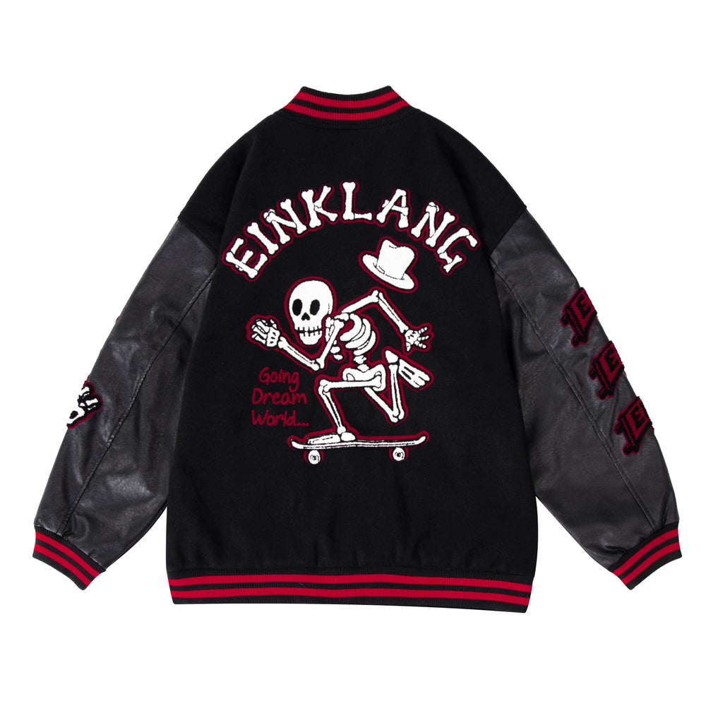 F3F Select Skeleton Skull Embroidered Varsity Jacket