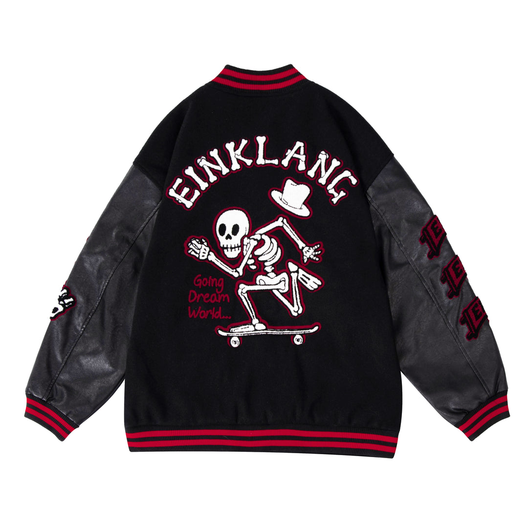F3F Select Skeleton Skull Embroidered Varsity Jacket
