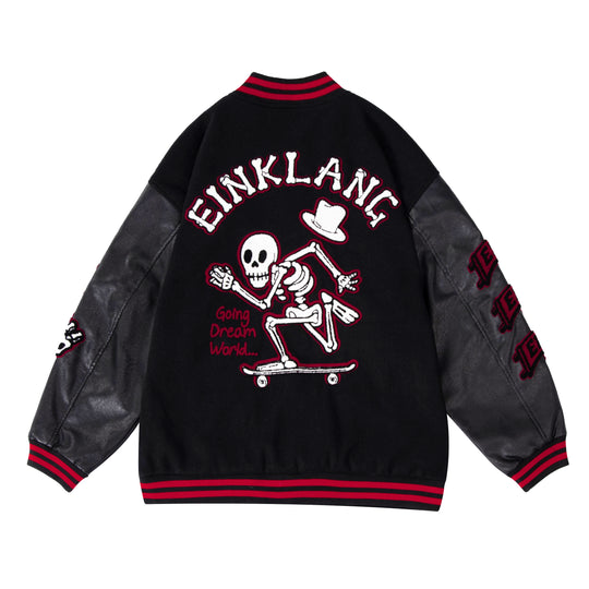 F3F Select Skeleton Skull Embroidered Varsity Jacket