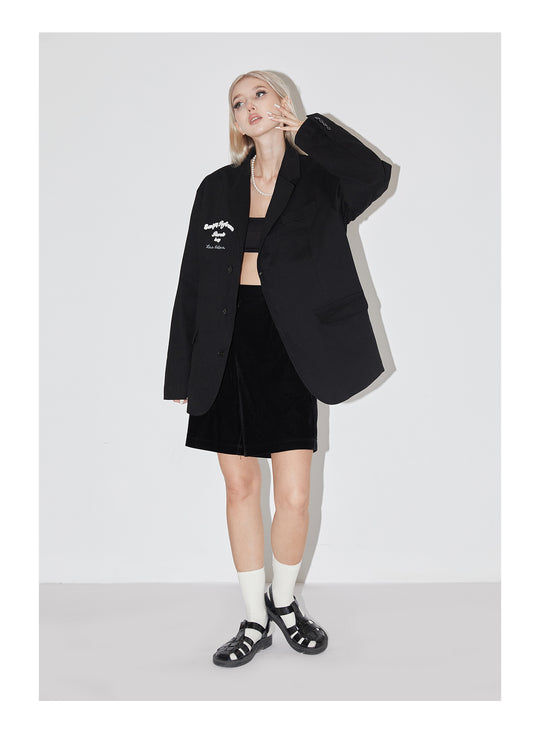 EMPTY REFERENCE Little Angel Logo Embroidered Suit Jacket