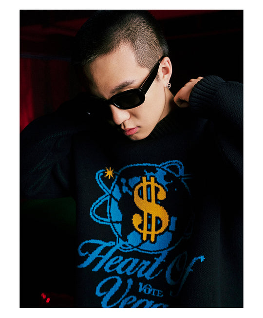 VOTE Casino Dollar Knit Sweater