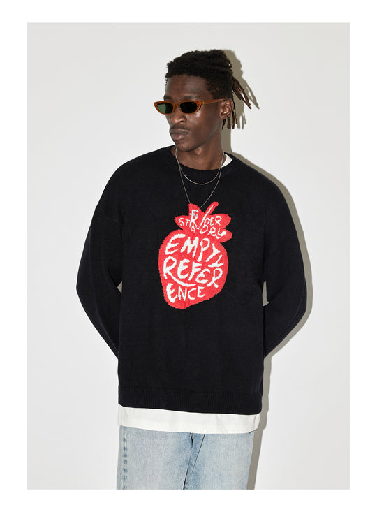 EMPTY REFERENCE I Love Strawberry Jacquard Knit Sweater