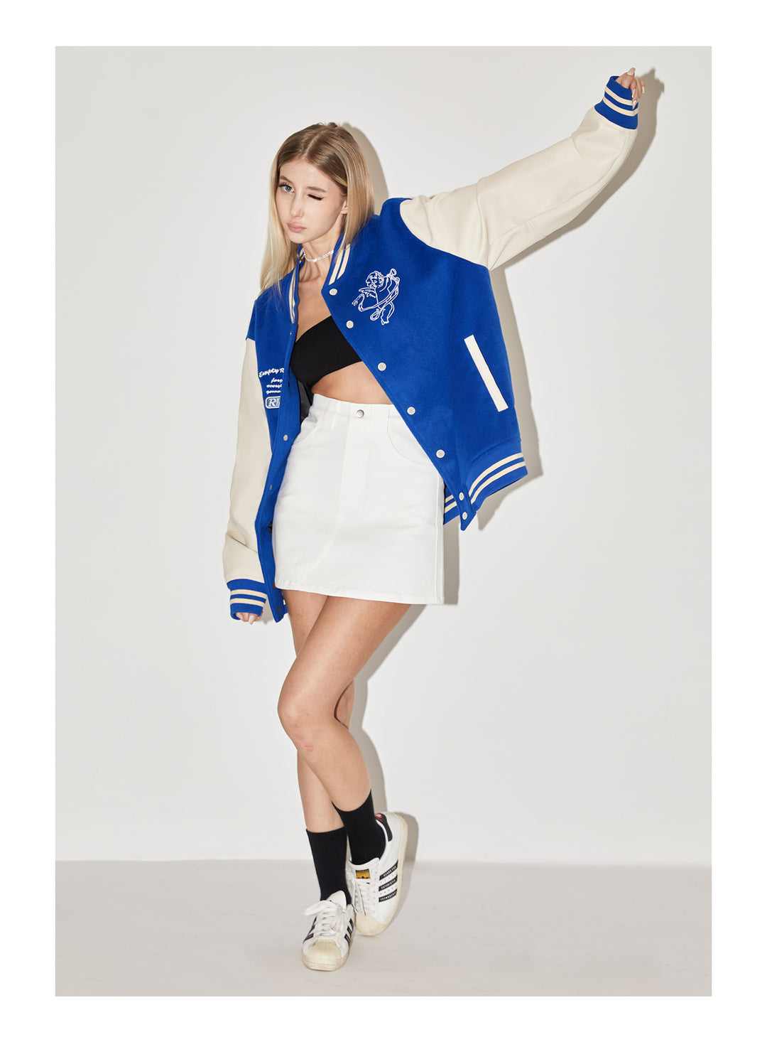 EMPTY REFERENCE Angel Logo Embroidered Baseball Jacket