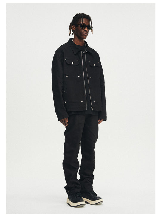 ANTIDOTE Stud Patch Punk Loose Zipper Jacket | Face 3 Face