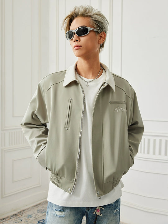 Achock Splicing Zipper Short Jacket