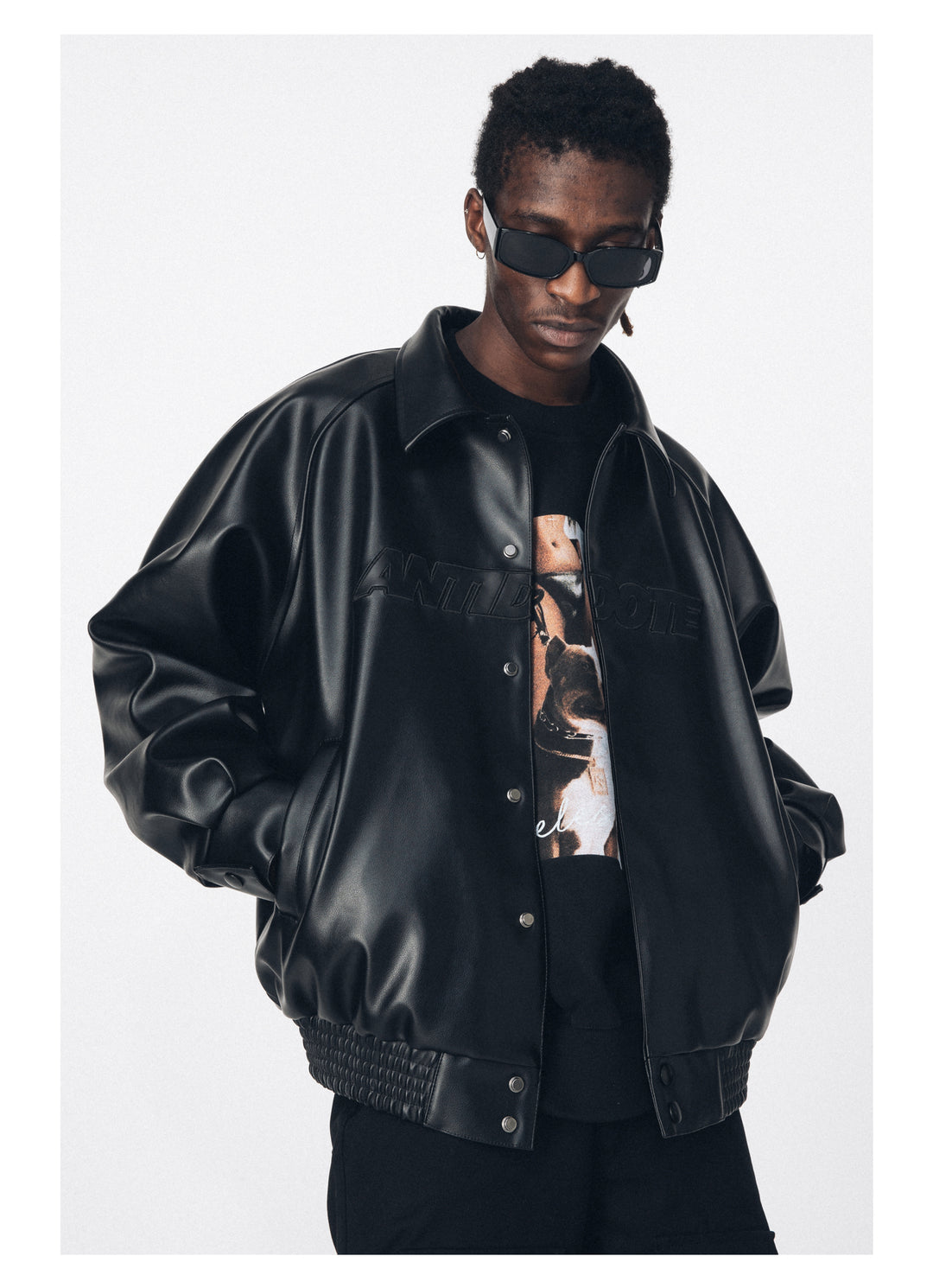 ANTIDOTE WTF Logo PU Leather Jacket | Face 3 Face