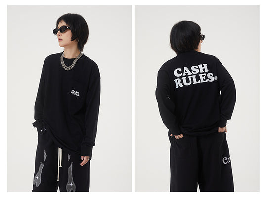 Cashrules Pocket Logo Print Long Sleeved Tee
