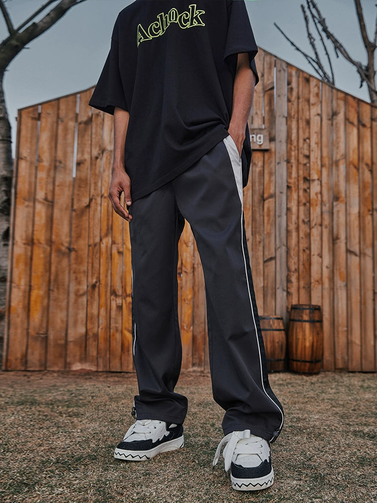 Best Achock Contrast Line Silky Straight Pants | Face 3 Face