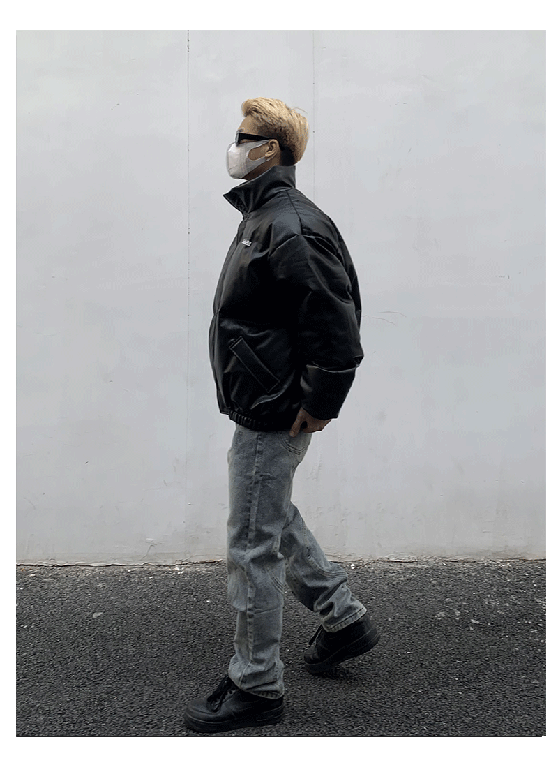 Bright Line Splicing Washed Denim Jeans