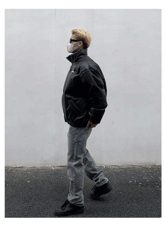 Bright Line Splicing Washed Denim Jeans