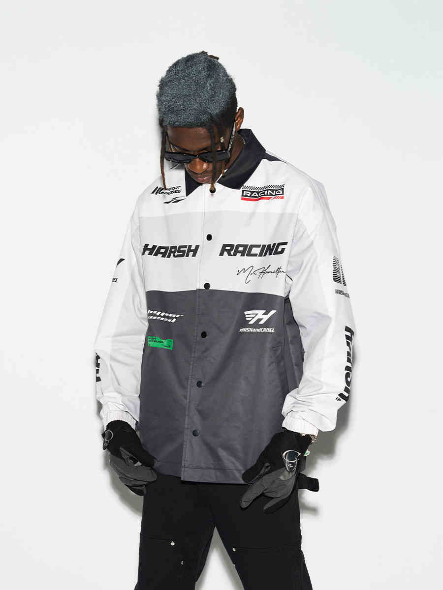 Harsh and Cruel Colorblock Logo Racing Coach Jacket