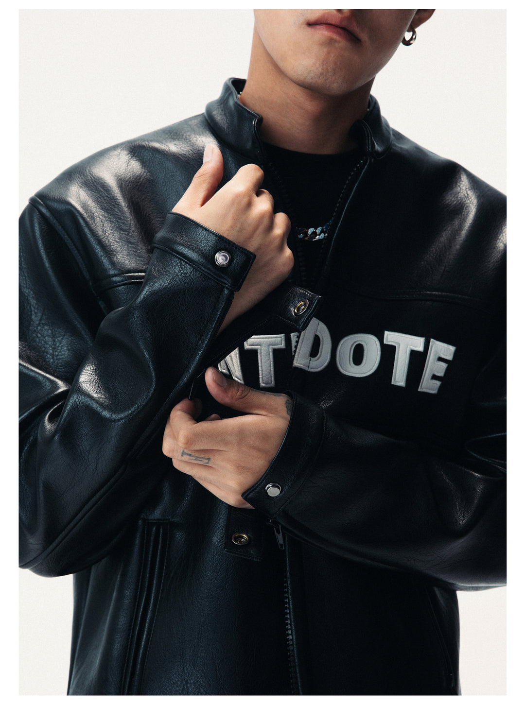 ANTIDOTE LOGO Motorcycle PU Leather Jacket | Face 3 Face