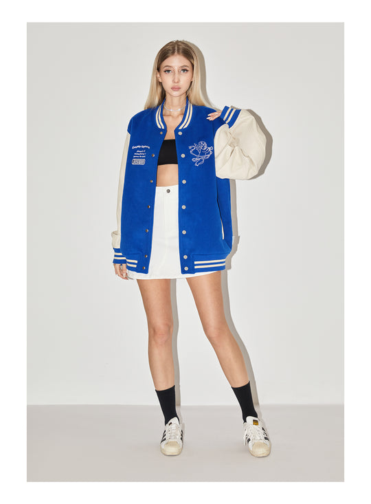 EMPTY REFERENCE Angel Logo Embroidered Baseball Jacket