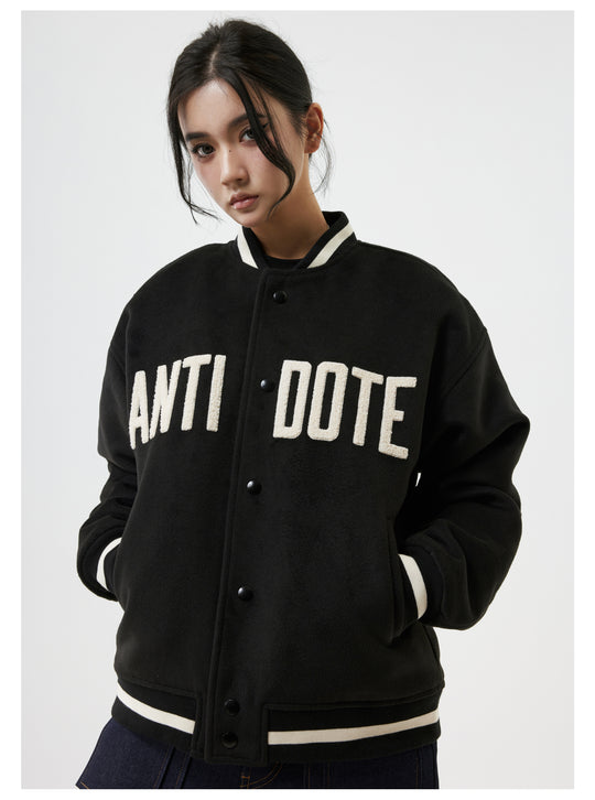 ANTIDOTE LOGO Woolen Embroidered Varsity Jacket | Face 3 Face