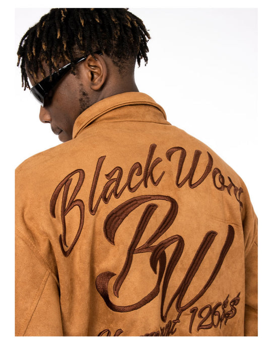 BW Embroidered Letter Varsity Jacket