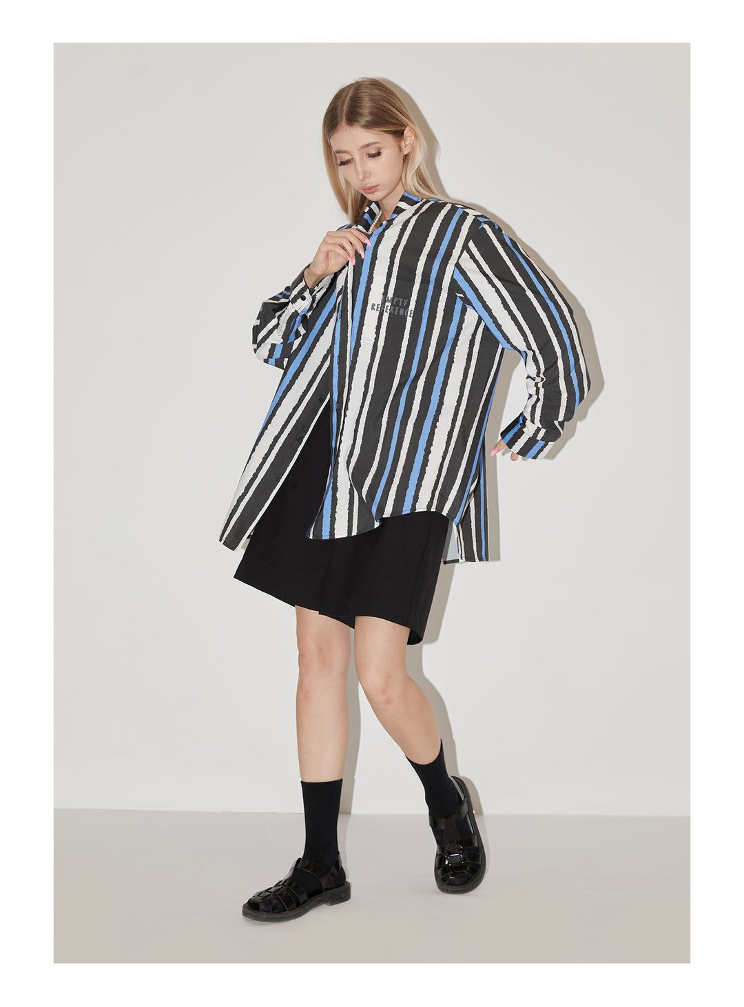 EMPTY REFERENCE Oil Painting Stripes Long Sleeved Shirt