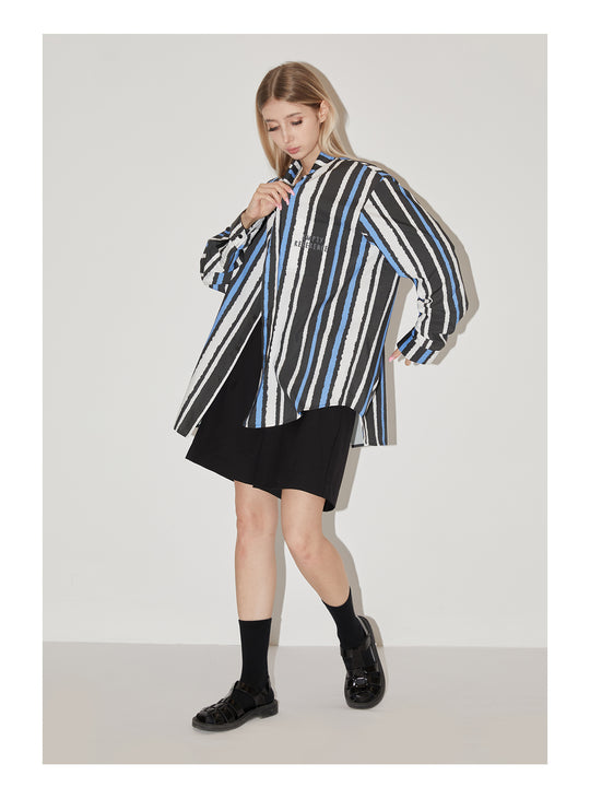 EMPTY REFERENCE Oil Painting Stripes Long Sleeved Shirt