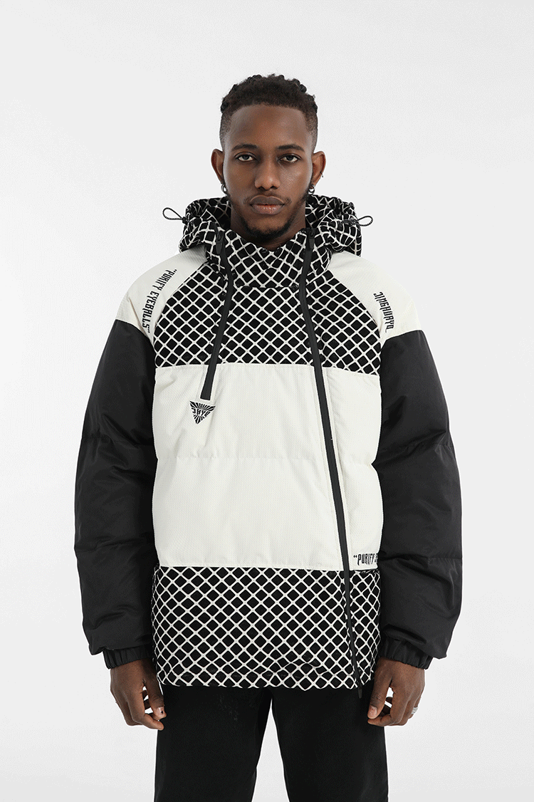 JHYQ Plaid Color Blocking Down Jacket