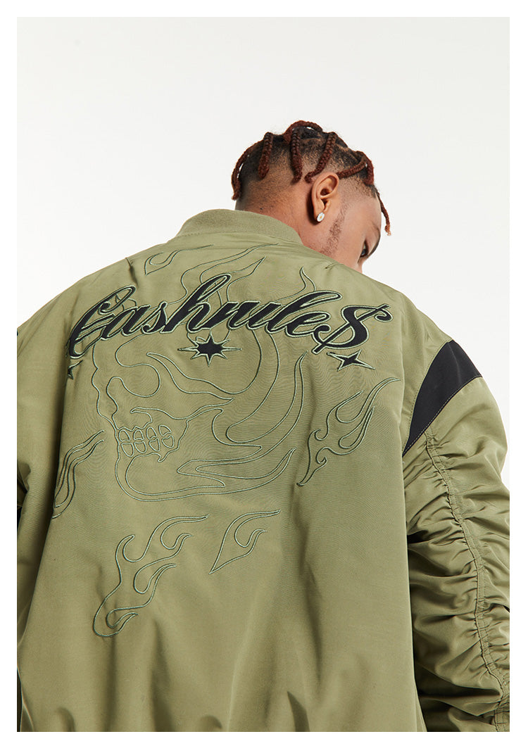 CashRules Skull Embroidery Air Force Pilot Jacket