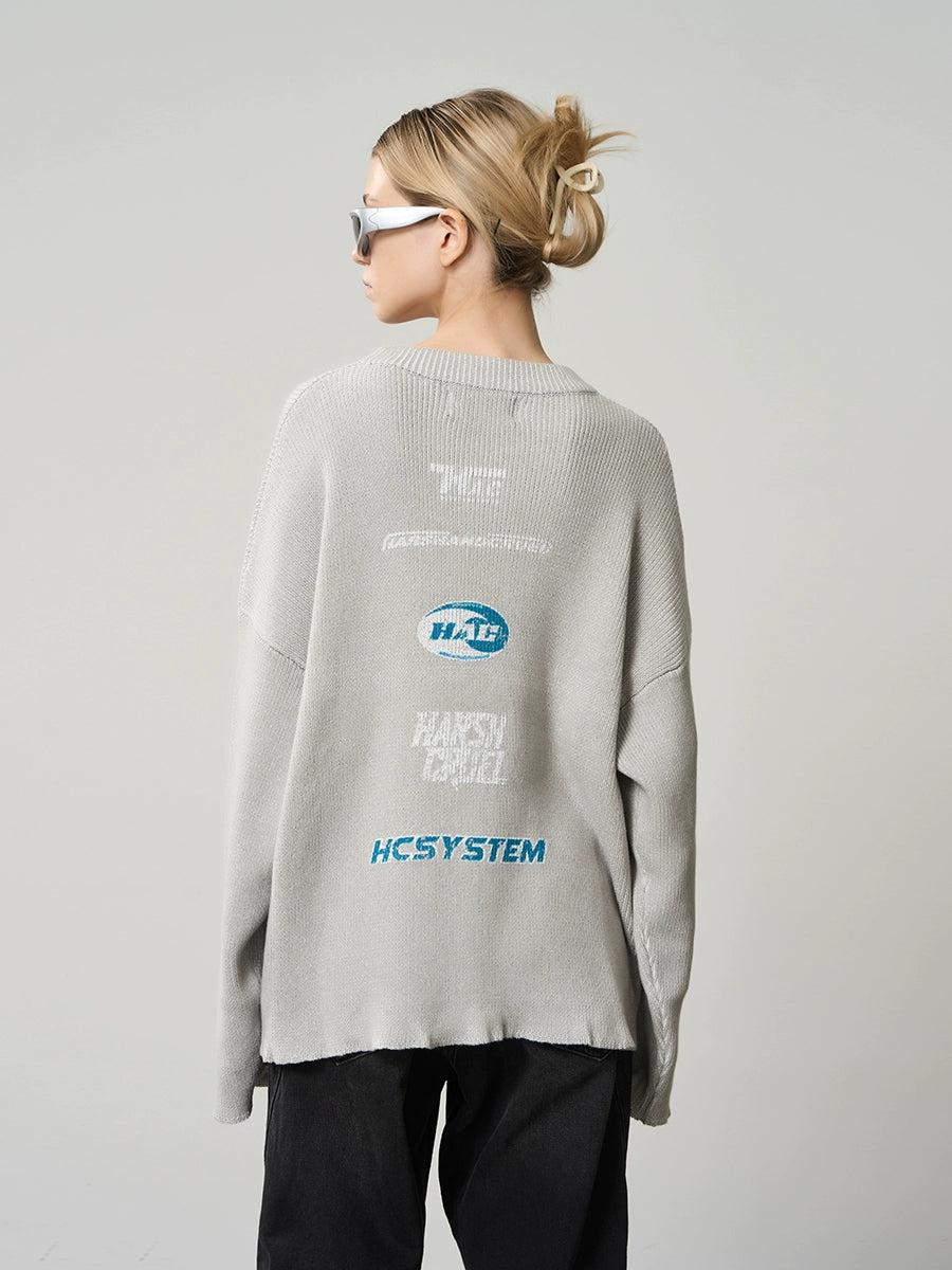Harsh and Cruel Logo Crewneck Knit Sweater