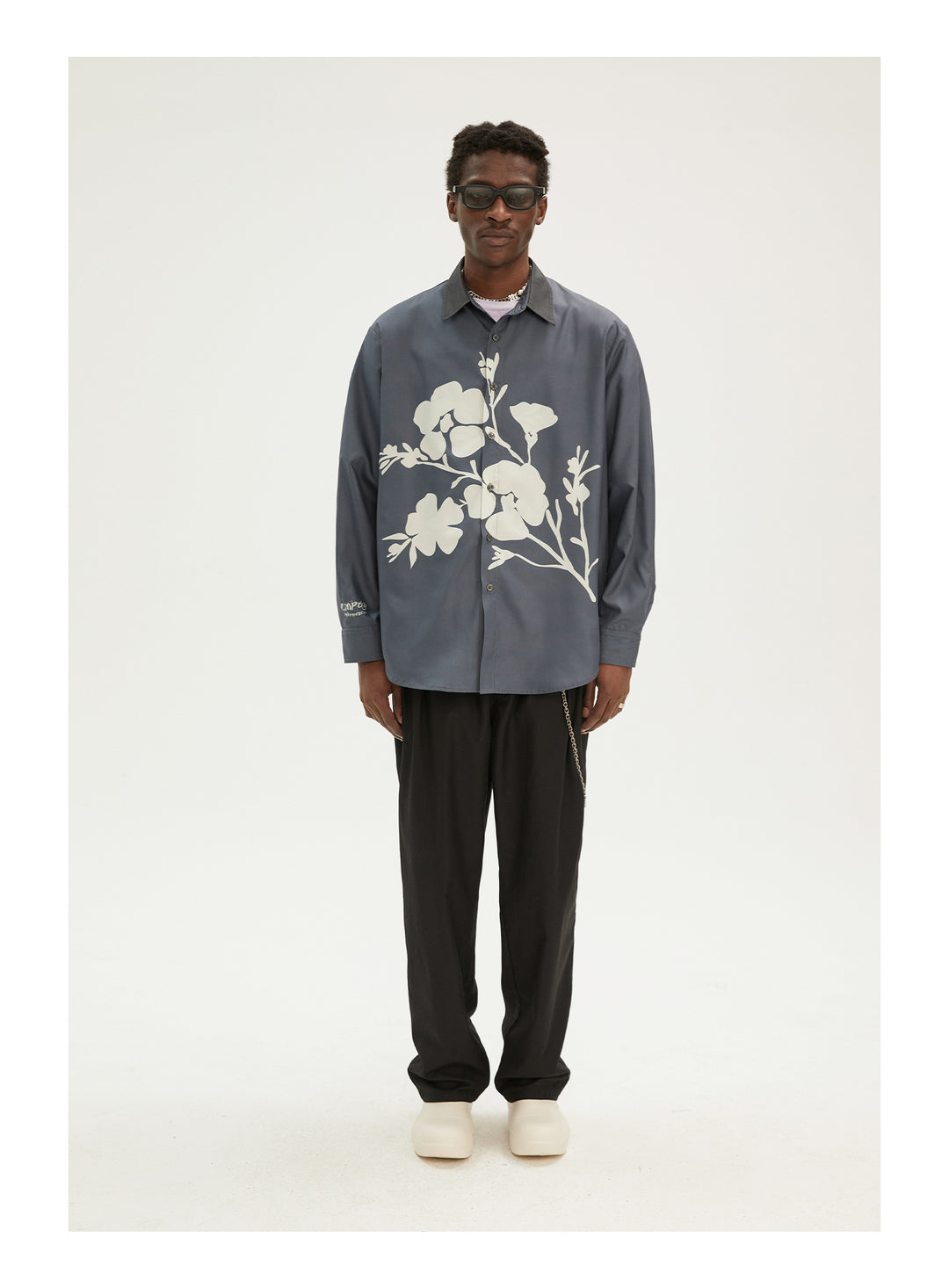 EMPTY REFERENCE Flower Shadow Print Long Sleeve Shirt