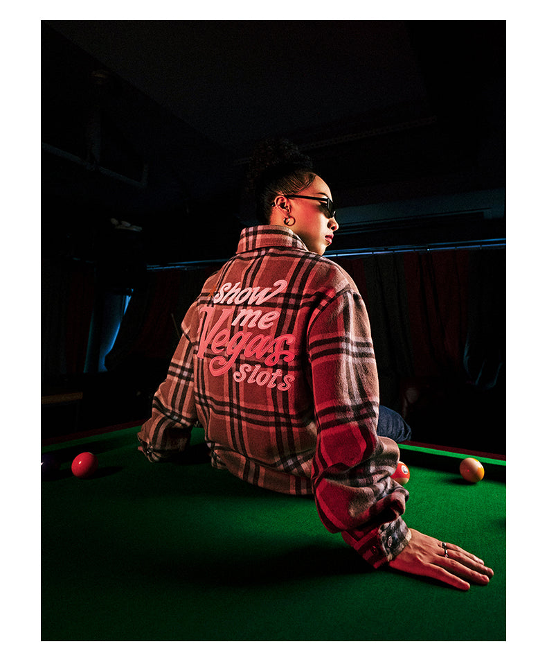 VOTE Embroidered Plaid Jacket