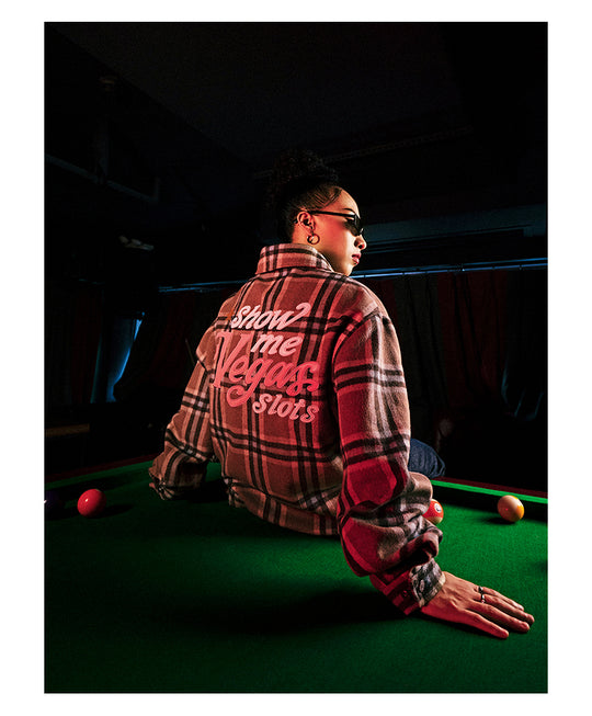VOTE Embroidered Plaid Jacket