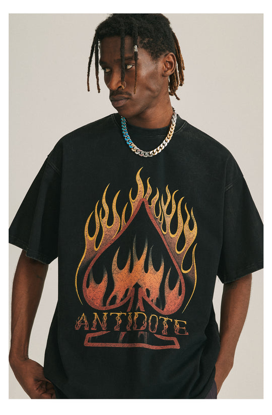 ANTIDOTE Flame Spade Print Tee