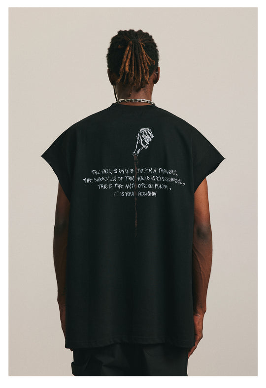 ANTIDOTE Skeleton Print Sleeveless Tee