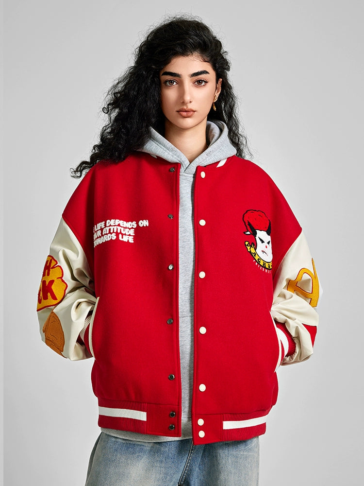 Baseball Jacket | Achock Graffiti Embroidered Baseball Jacket | Face 3 Face