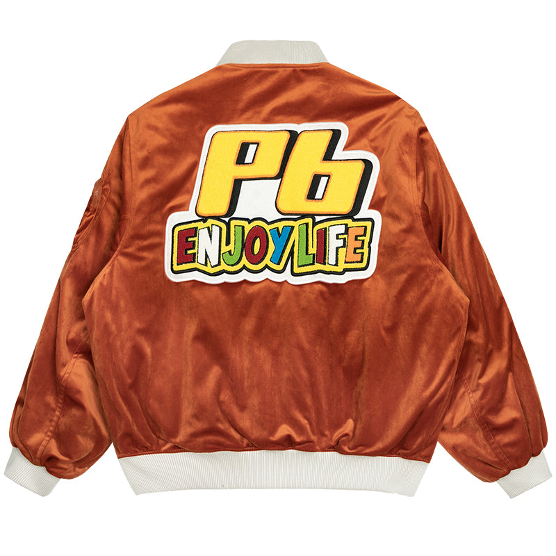 PRBLMS Logo Patch Velvet Flight Jacket | Face 3 Face