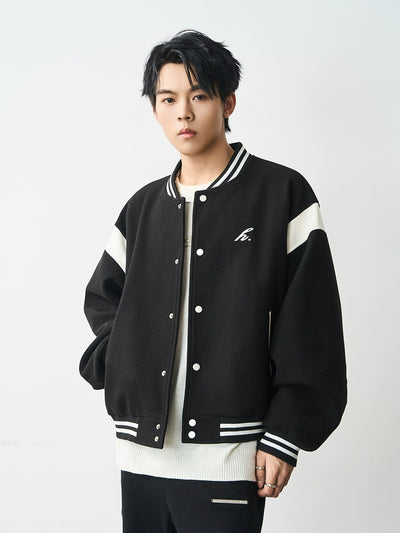 Harsh and Cruel Contrast Stitching Embroidered Varsity Jacket