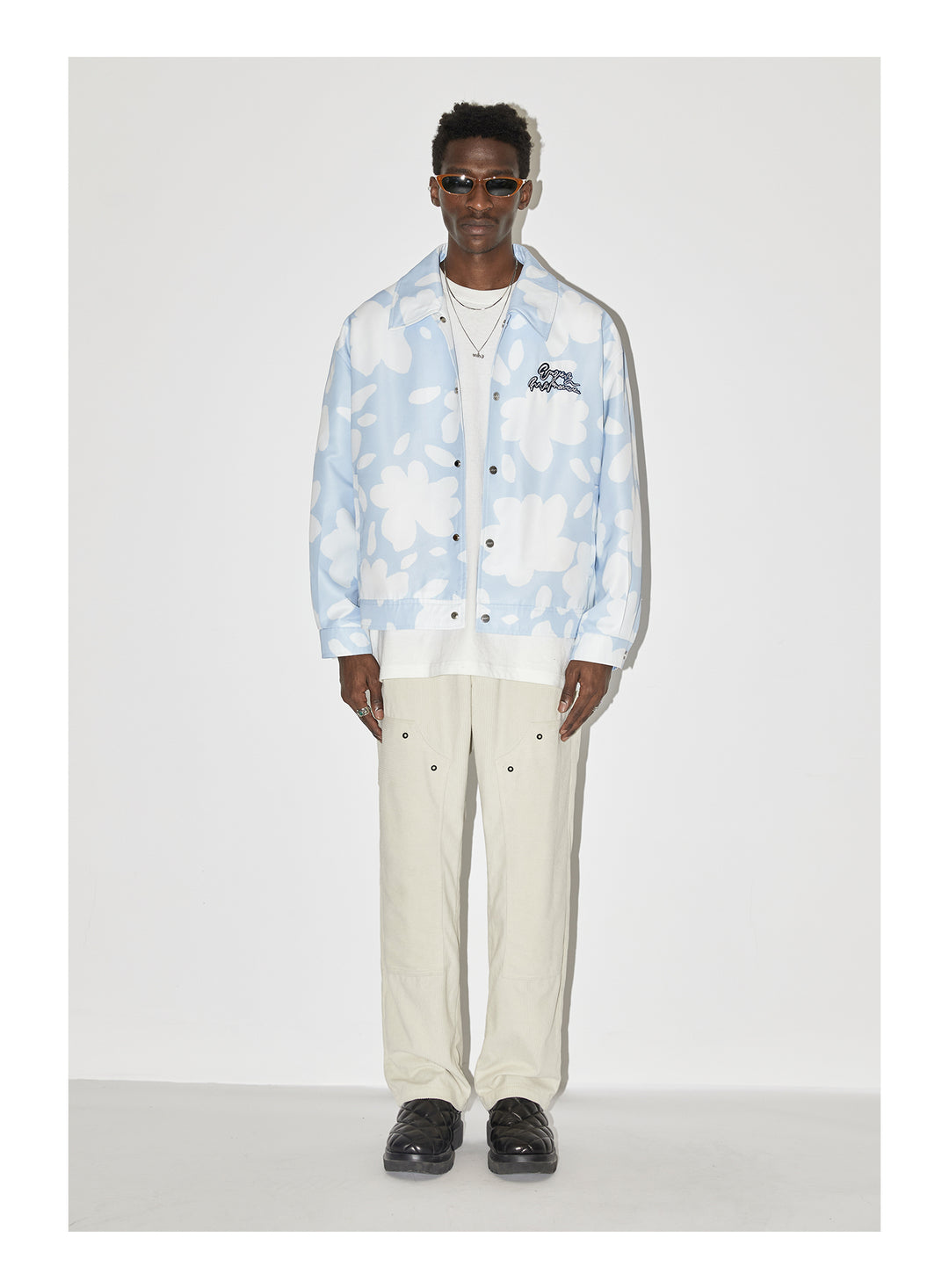 EMPTY REFERENCE Full Print Flower Embroidery Jacket