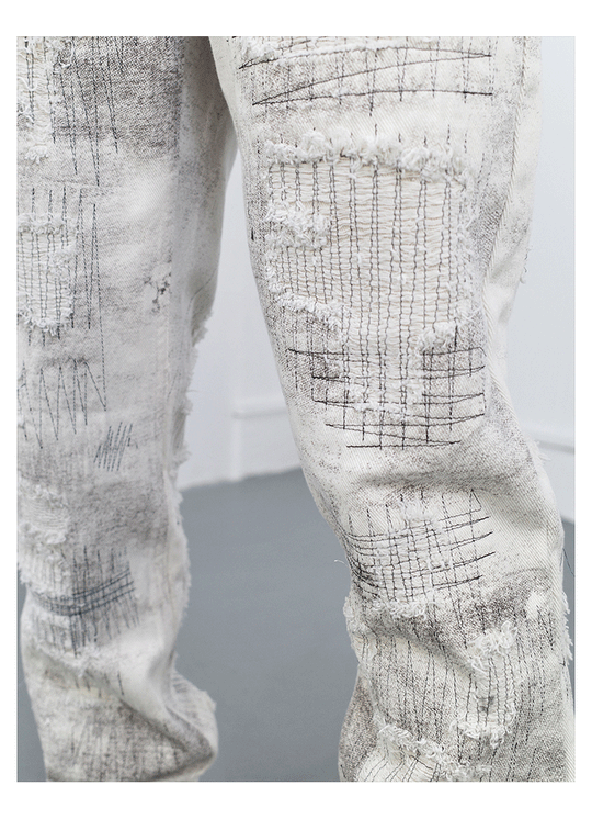 F3F Select Distressed White Denim Jeans