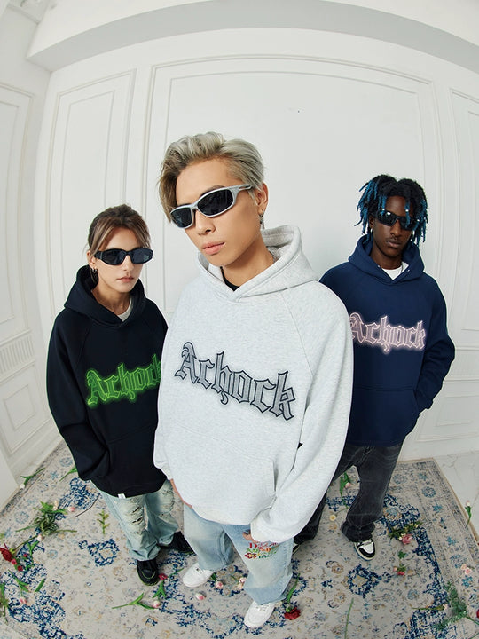 Achock Raglan Sleeve Logo Printed Hoodie