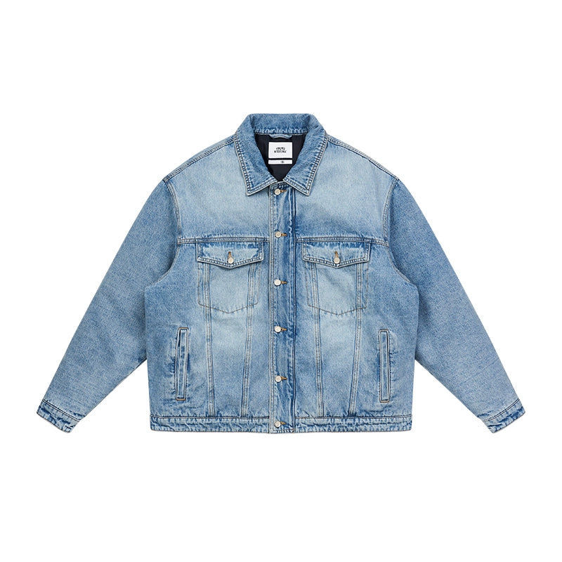 EMPTY REFERENCE Embossed Logo Denim Jacket – Face 3 Face