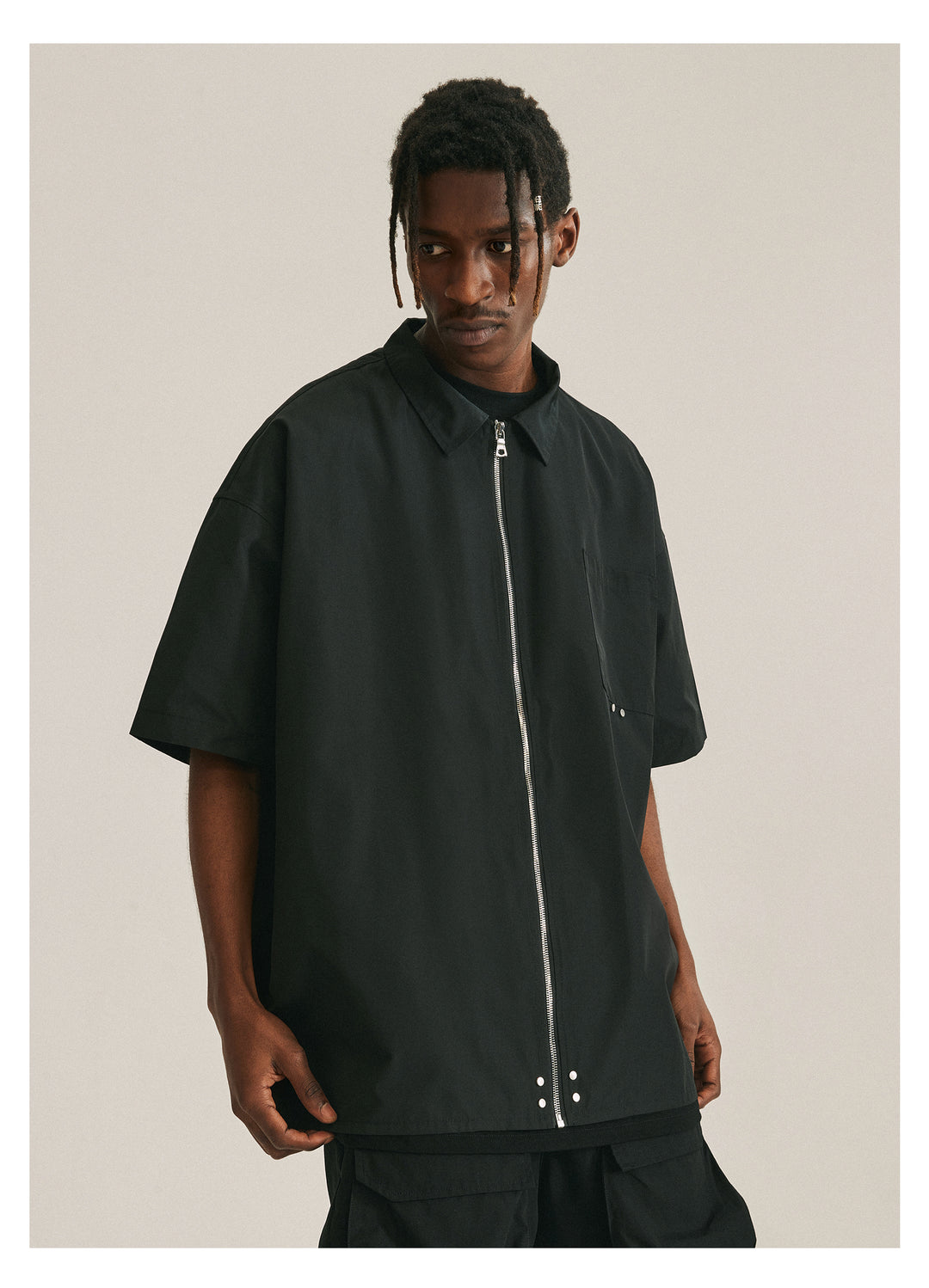 ANTIDOTE Zipper Studded Nylon Shirt