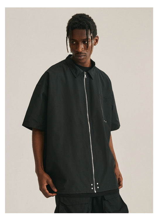 ANTIDOTE Zipper Studded Nylon Shirt