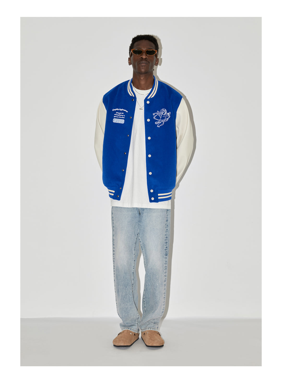 EMPTY REFERENCE Angel Logo Embroidered Baseball Jacket