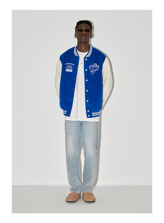 EMPTY REFERENCE Angel Logo Embroidered Baseball Jacket