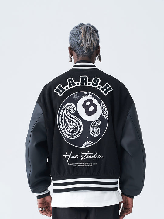 Harsh and Cruel Paisley Eight Ball (8 Ball) Varsity Jacket | Face 3 Face