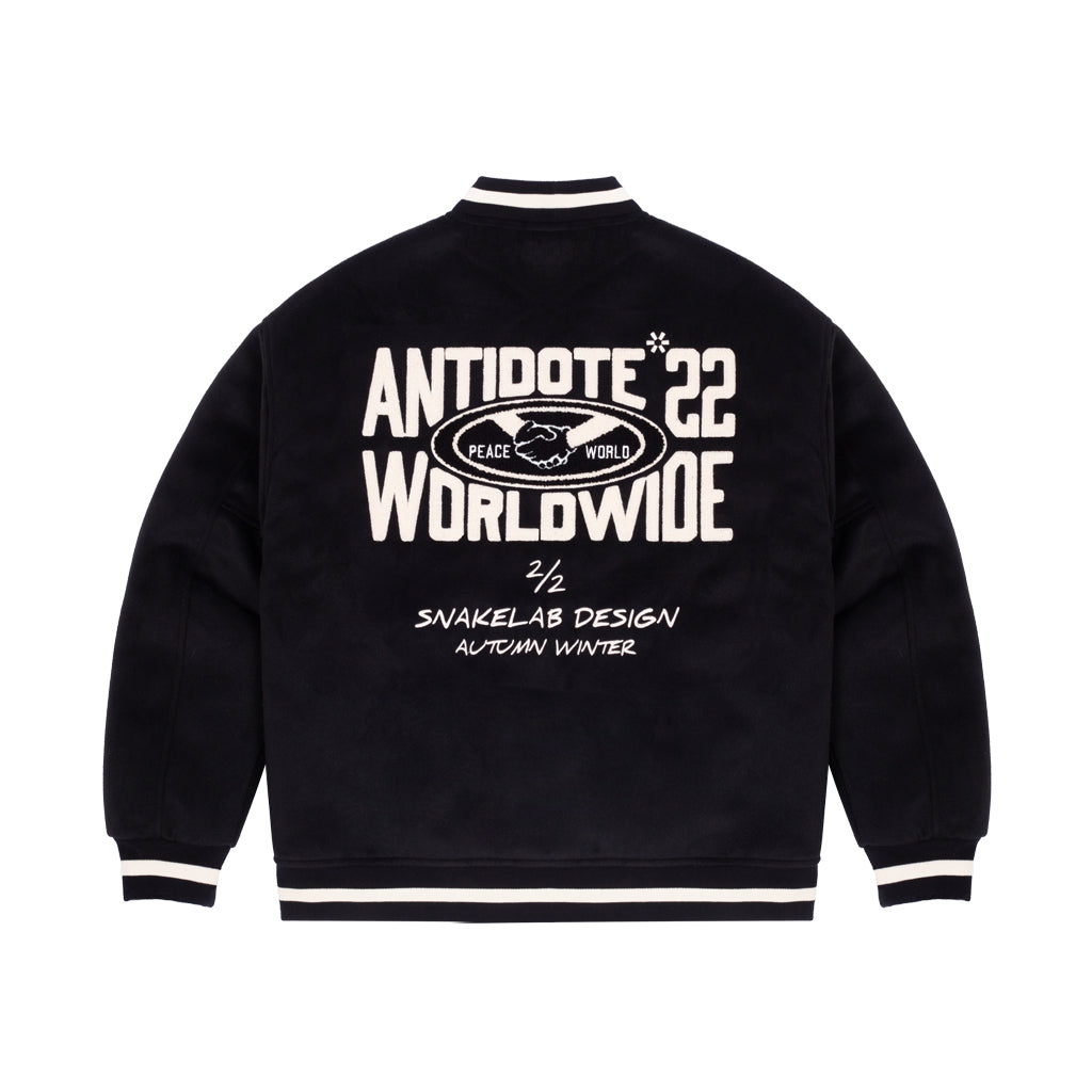 ANTIDOTE LOGO Woolen Embroidered Varsity Jacket | Face 3 Face