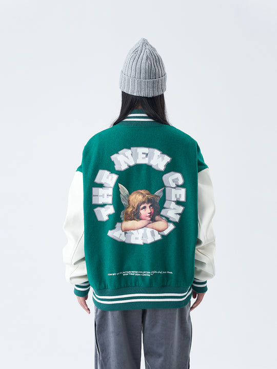 Harsh and Cruel 3D Ring Circular LOGO Angel Varsity Jacket | Face 3 Face