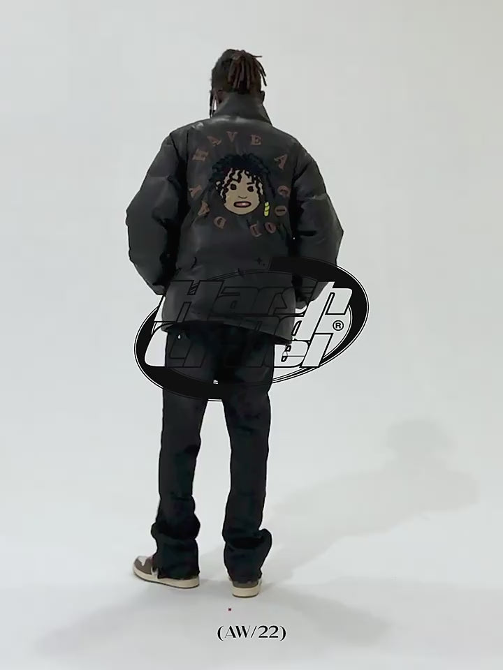 Harsh and Cruel Cartoon Face Faux Crocodile Leather Jacket