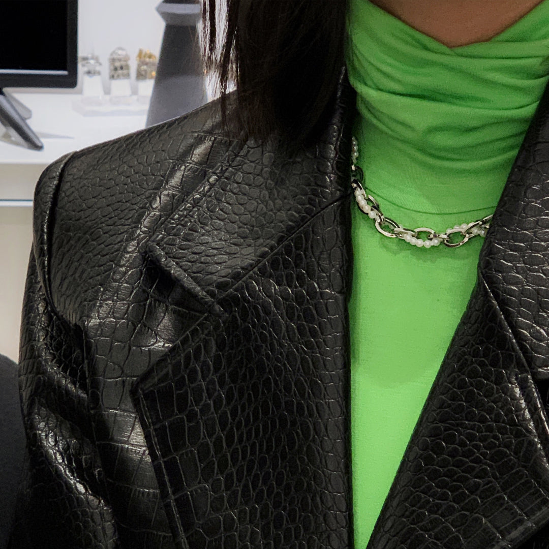 NboStore Cyberpunk Twisted Splicing Pearl Necklace | Face 3 Face