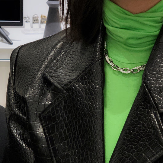 NboStore Cyberpunk Twisted Splicing Pearl Necklace | Face 3 Face